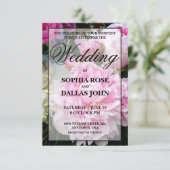 Elegante roze witte bloemenpioen bruiloft kaart (Staand voorkant)