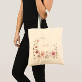Elegante roze witte bloemenschoudertas tote bag (Voorkant (product))
