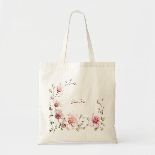 Elegante roze witte bloemenschouwtas tote bag (Voorkant)