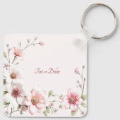 Elegante Roze Witte Bloemensleutelhanger Sleutelhanger (Achterkant)