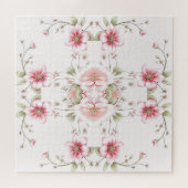 Elegante Roze Witte Bloemige Legpuzzel (Horizontaal)
