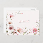 Elegante Roze Witte Bloemige Postkaart (Voorkant / Achterkant)