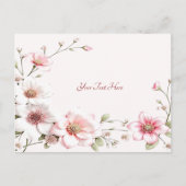 Elegante Roze Witte Bloemige Postkaart (Voorkant)