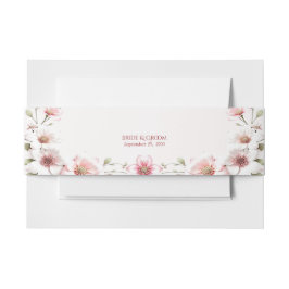 Elegante roze witte bloemige uitnodiging tailleban uitnodigingen wikkel