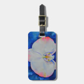 Elegante roze witte bloemige waterverf orchidee bagagelabel (Voorkant verticaal)