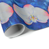 Elegante roze witte bloemige waterverf orchidee cadeaupapier (Rol Hoek)