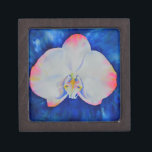 Elegante roze witte bloemige waterverf orchidee premium juwelen doos<br><div class="desc">Elegante roze witte bloemige waterverf orchidee</div>