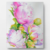 Elegante roze witte bloemige waterverf schilderij fotoplaat (Voorkant)