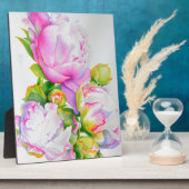 Elegante roze witte bloemige waterverf schilderij fotoplaat (Zijkant)
