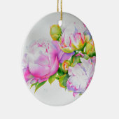 Elegante roze witte bloemige waterverf schilderij keramisch ornament (Rechts)