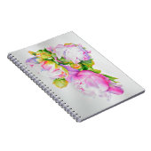 Elegante roze witte bloemige waterverf schilderij notitieboek (Rechterzijde)