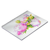 Elegante roze witte bloemige waterverf schilderij notitieboek (Linkerzijde)