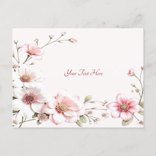 Elegante roze witte bloemkaart briefkaart