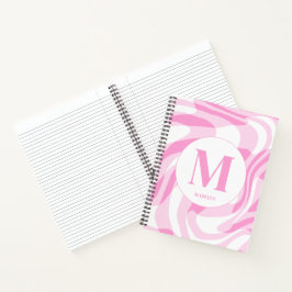 Elegante roze witte gepersonaliseerde naam notitieboek