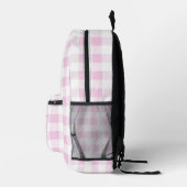 Elegante roze witte geruite aanpasbare monogram  bedrukte rugzak (Rechts)