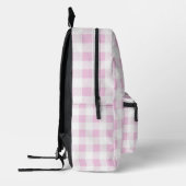 Elegante roze witte geruite aanpasbare monogram  bedrukte rugzak (Links)