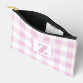 Elegante roze witte geruite aanpasbare monogram etui (Open)