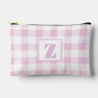 Elegante roze witte geruite aanpasbare monogram  etui