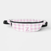 Elegante roze witte geruite aanpasbare monogram heuptasje (Voorkant)