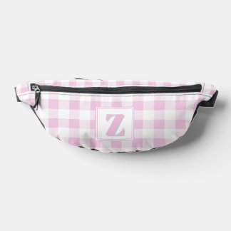 Elegante roze witte geruite aanpasbare monogram  heuptasje