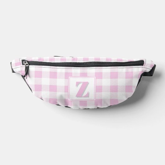 Elegante roze witte geruite aanpasbare monogram heuptasje (Liggend)