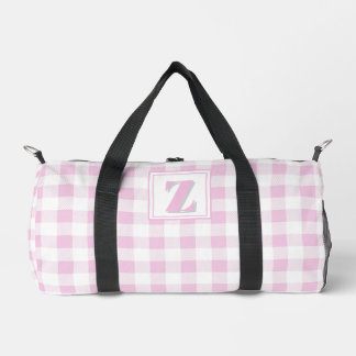 Elegante roze witte geruite aanpasbare monogram  plunjezak