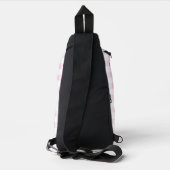 Elegante roze witte geruite monogram op maat gemaa sling bag (Achterkant)