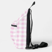 Elegante roze witte geruite monogram op maat gemaa sling bag (Rechts)