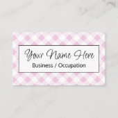 Elegante roze witte gingham checker visitekaartje (Voorkant)
