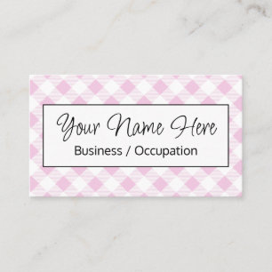 Elegante roze witte gingham checker visitekaartje
