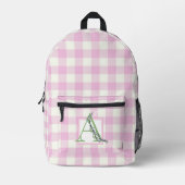 Elegante roze witte gingham monogram letter A Bedrukte Rugzak (Voorkant)