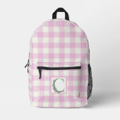 Elegante roze witte gingham monogram letter C Bedrukte Rugzak (Voorkant)