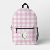 Elegante roze witte gingham monogram letter G Bedrukte Rugzak (Voorkant)