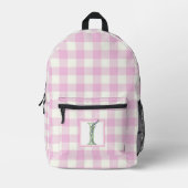 Elegante roze witte gingham monogram letter I Bedrukte Rugzak (Voorkant)