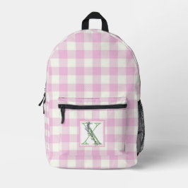 Elegante roze witte gingham monogram letter X Bedrukte Rugzak