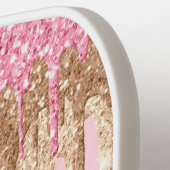 elegante roze witte gouddruppelaar luxe pickleball paddle (Links Detail)