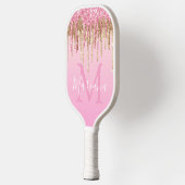 elegante roze witte gouddruppelaar luxe pickleball paddle (Links)