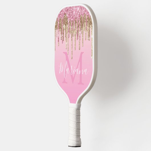 elegante roze witte gouddruppelaar luxe pickleball paddle (Links)