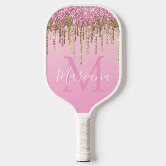 elegante roze witte gouddruppelaar luxe pickleball paddle (Voorkant)