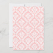 Elegante roze, witte, grijze damast bruiloft kaart (Achterkant)