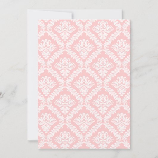 Elegante roze, witte, grijze damast bruiloft kaart (Achterkant)