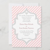 Elegante roze, witte, grijze strepen bruiloft kaart (Voorkant)