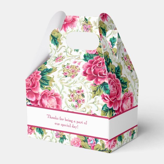 Elegante roze, witte, groene  Rozen Bedankdoosjes (Achterkant)