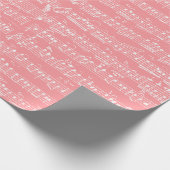 Elegante roze witte handgeschreven blad Muzieknote Cadeaupapier (Hoek)