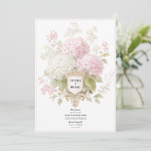 Elegante Roze & Witte Hortensia's Gouden Bruiloft Kaart