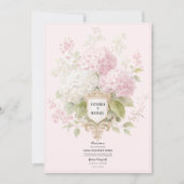 Elegante Roze & Witte Hydrangeaën Bruiloft Kaart (Voorkant)