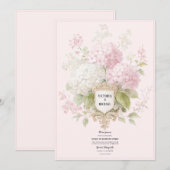 Elegante Roze & Witte Hydrangeaën Bruiloft Kaart (Voorkant / Achterkant)