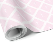 Elegante roze witte kruis patroon doop cadeaupapier (Rol Hoek)