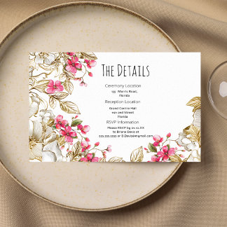 Elegante roze witte luxe gouden bloemdetails kaart