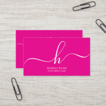 Elegante Roze Witte Monogram Initiaal Script Naam